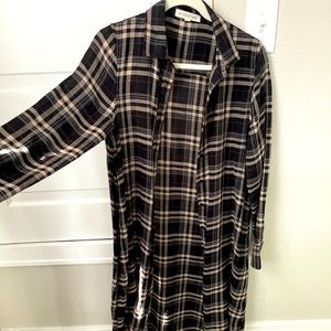 Plaid Ankle Length Button Up Dress